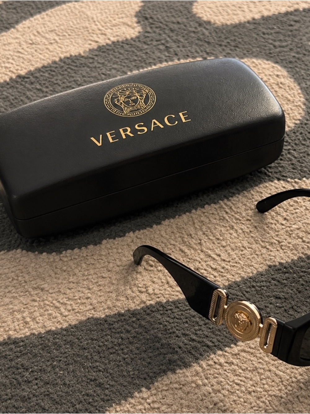 Versace Black Sunglasses with Gold Medallion Temples - Picture 4 of 4